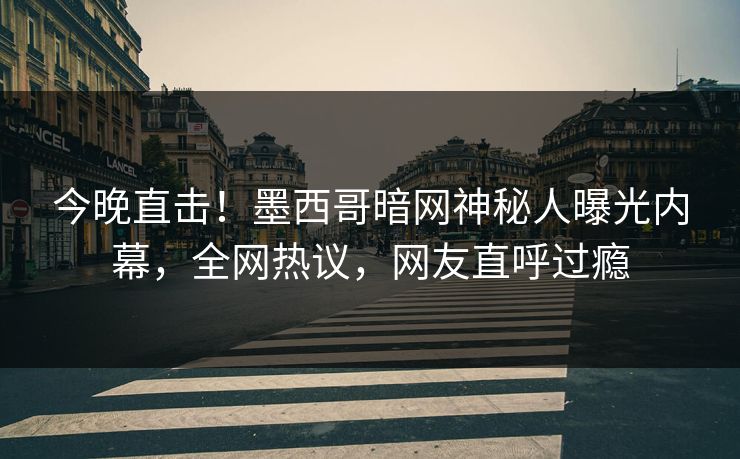 今晚直击!墨西哥暗网神秘人曝光内幕,全网热议,网友直呼过瘾 今晚直击!墨西哥暗网神秘人曝光内幕,全网热议,网友直呼过瘾