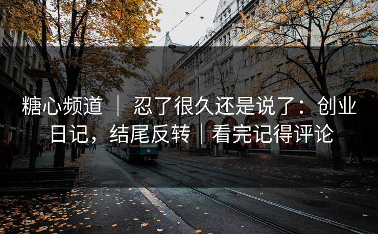 糖心频道 ｜ 忍了很久还是说了：创业日记，结尾反转｜看完记得评论