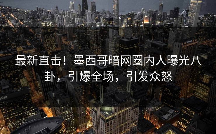 最新直击！墨西哥暗网圈内人曝光八卦，引爆全场，引发众怒