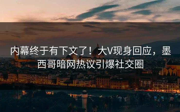 内幕终于有下文了！大V现身回应，墨西哥暗网热议引爆社交圈