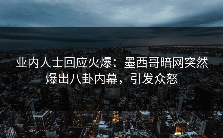 业内人士回应火爆：墨西哥暗网突然爆出八卦内幕，引发众怒